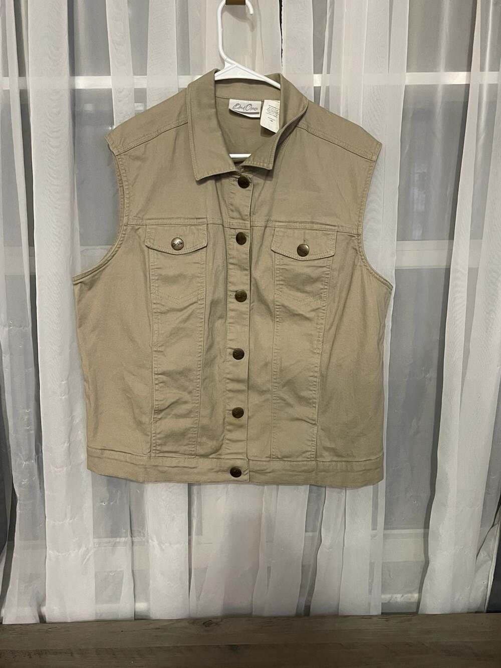 Bend Over Women's Tan Denim Vest Button Up Jacket Size 18P Style 343877